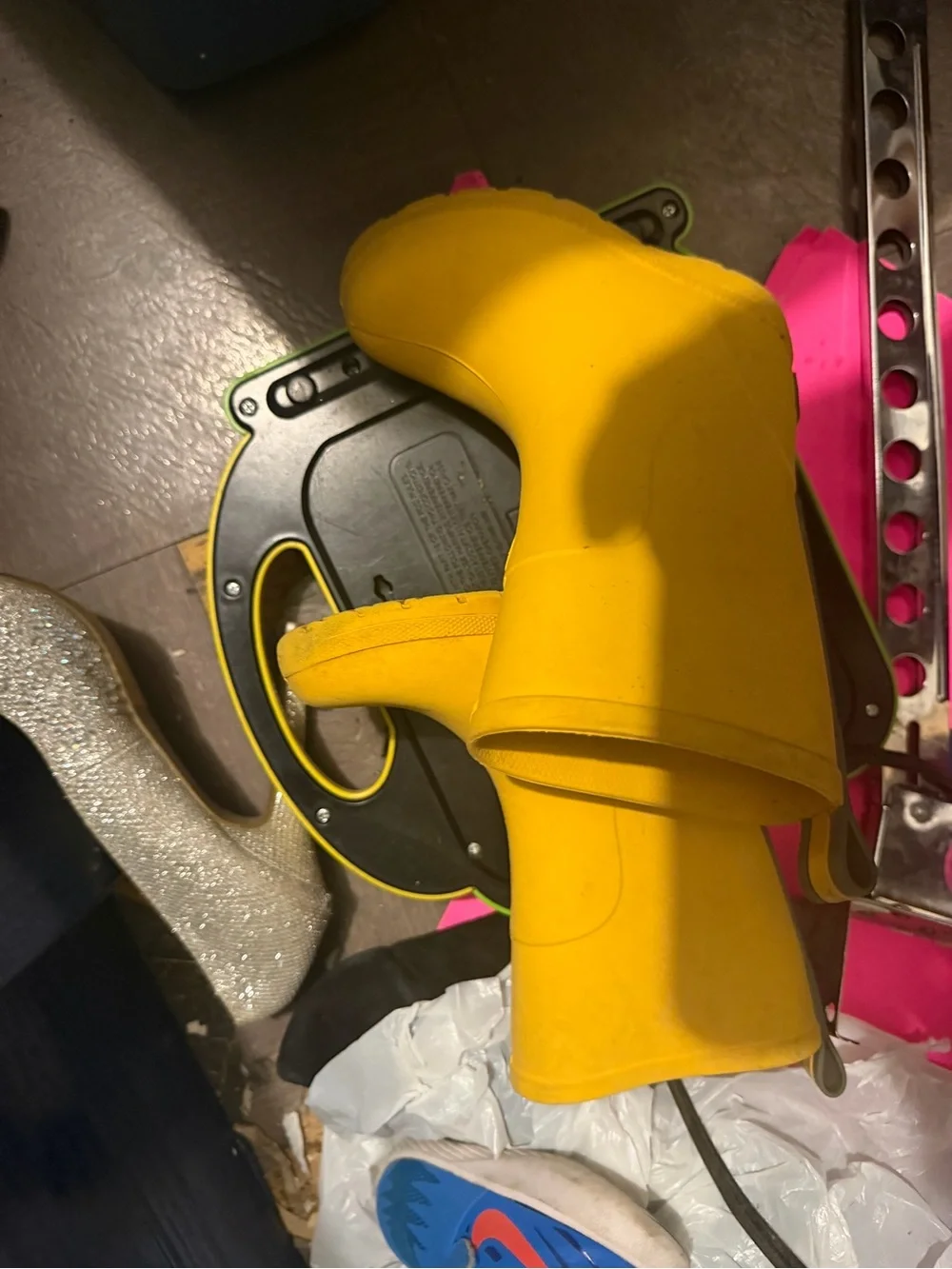 totes Kids Yellow Rain Boots with Gray Stripes
